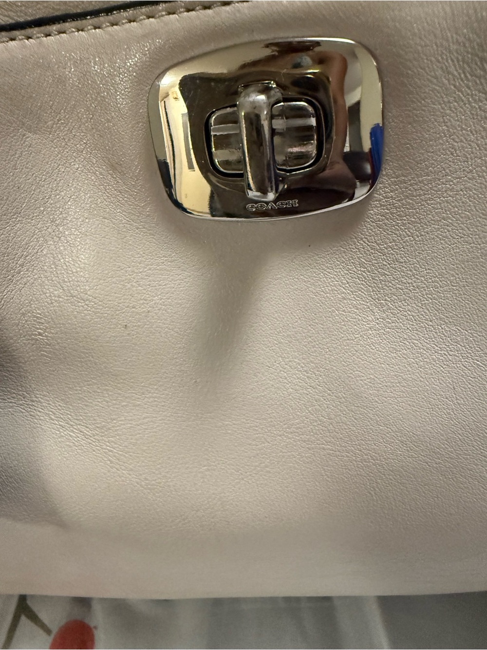Coach Two-Tone Leather Tote in Cream and Black - Picture 2 of 11